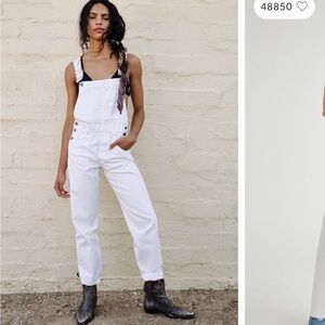 FREE PEOPLE small “we the free doggy denim overalls” in optic white